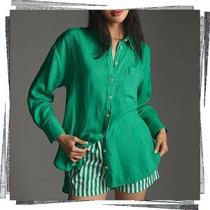 Kelley Green "The Bennet" Buttondown Top... Linen Edition (S) by Maeve